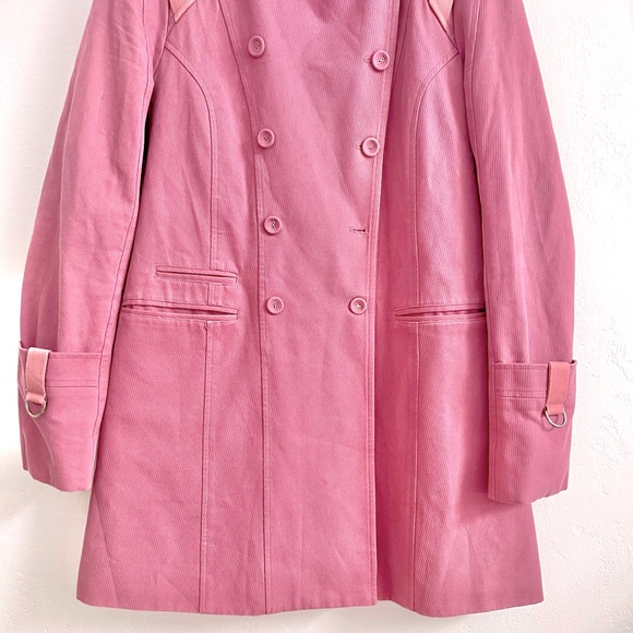 Vintage Rebecca Taylor Pink Preppy Military Peacoat Jacket Canvas Twill Coat Y2K - Picture 3 of 16